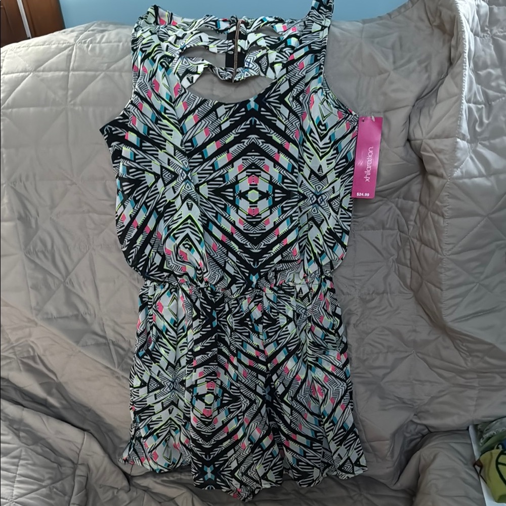 Black and Pink Patterned Women's Romper